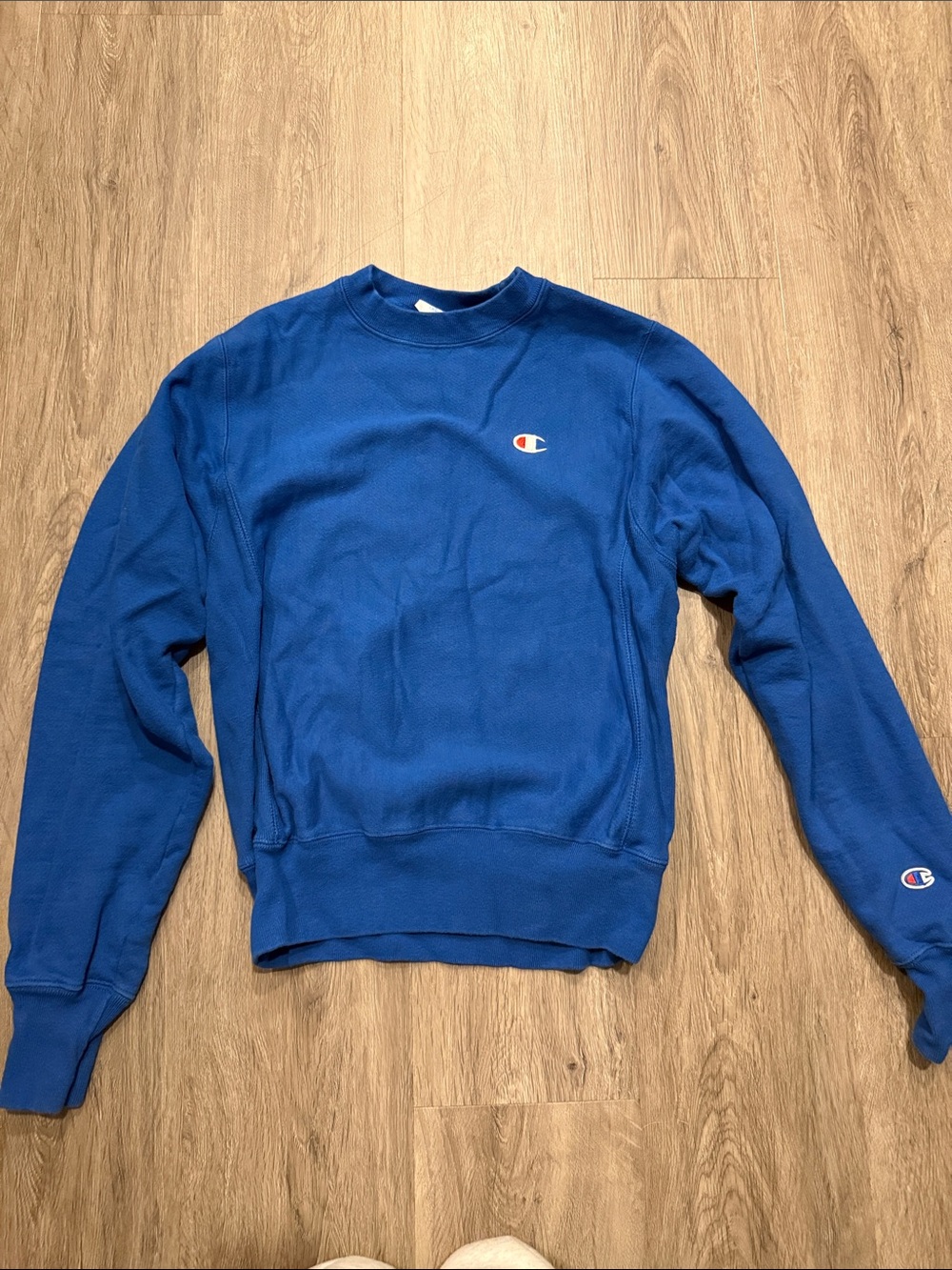 Champion Men's Crewneck Sweatshirt in Blue with Small Logo
